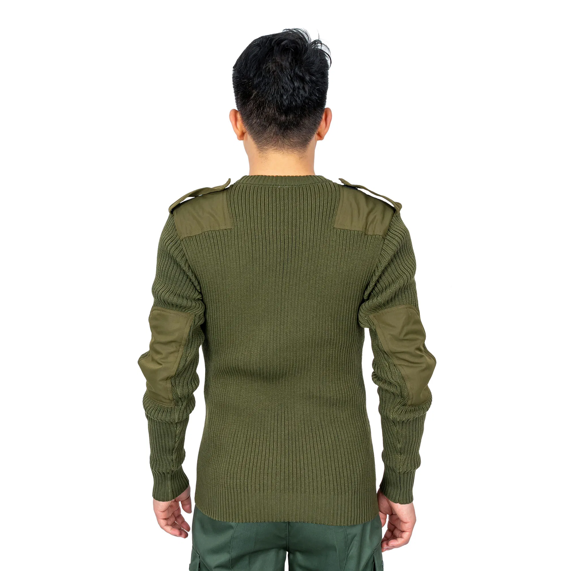 Suéter de Invierno de Poliéster Verde Sweather Suéter de Cuello Redondo de Manga Larga