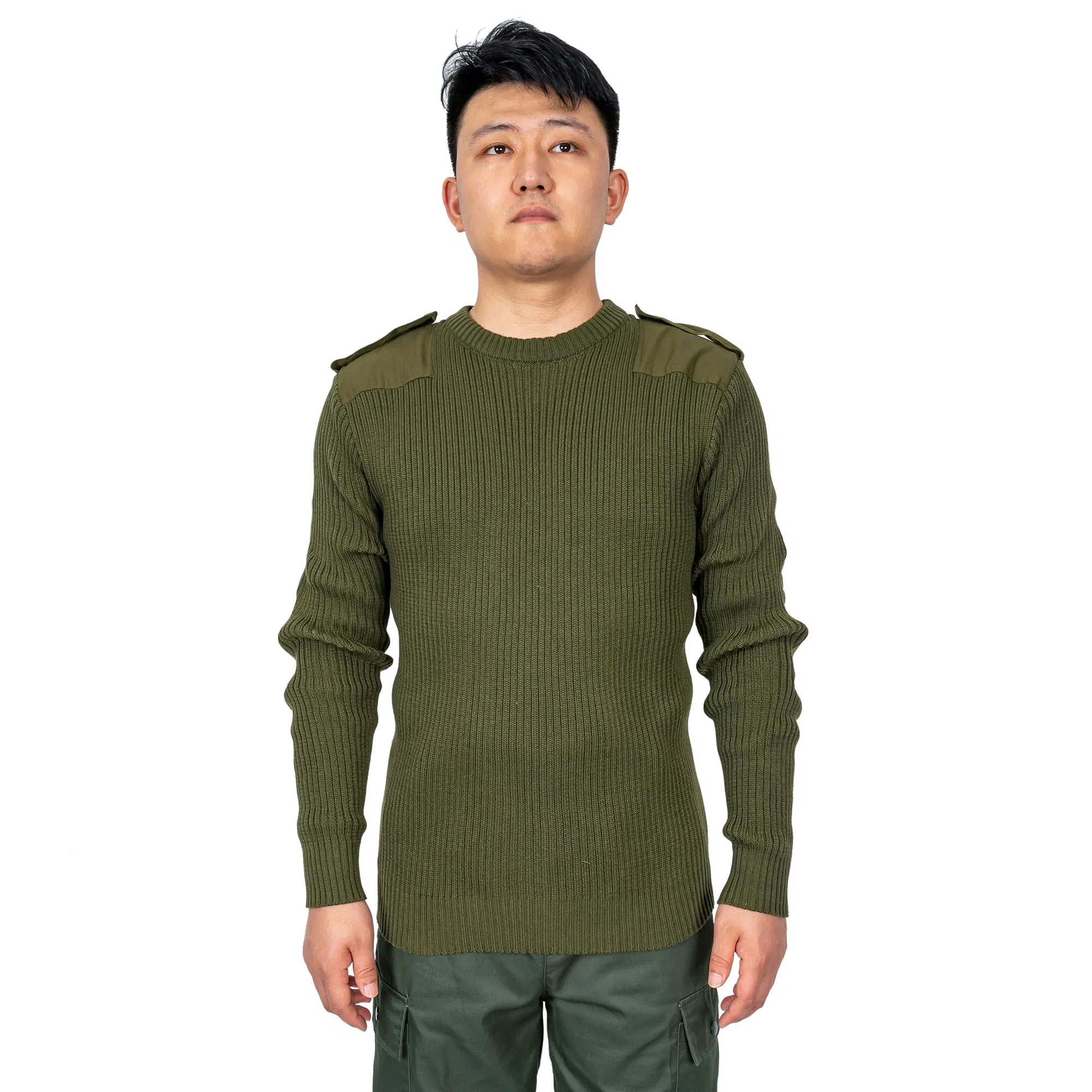 Suéter de Invierno de Poliéster Verde Sweather Suéter de Cuello Redondo de Manga Larga