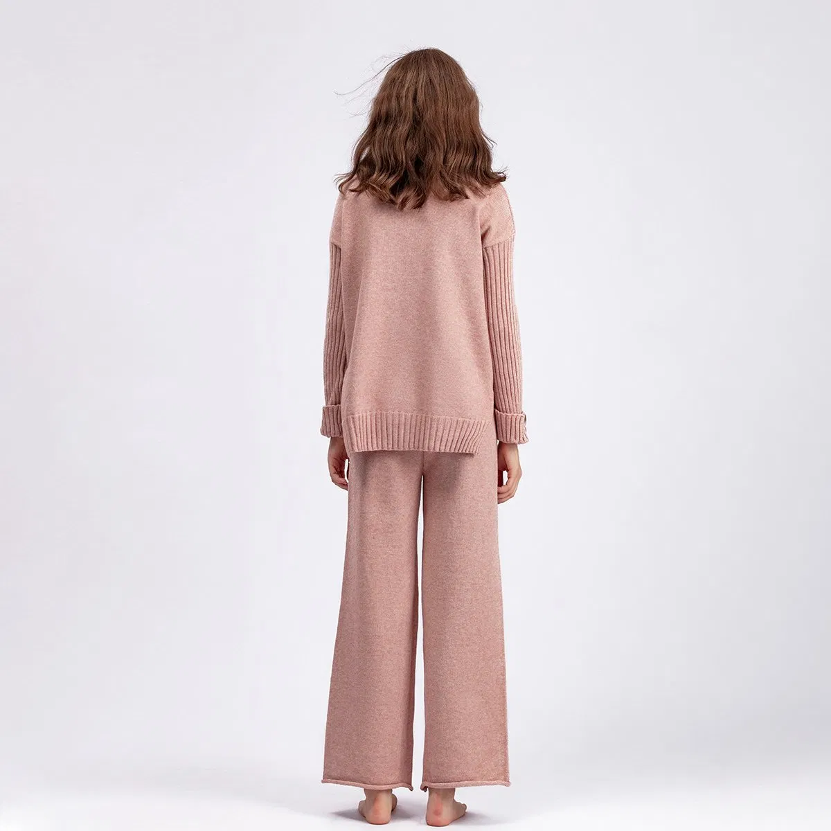 Conjunto de suéter Suelto de Mujer de cercanías Casual de Cuello Medio Alto de Color Sólido de moda&prime;s