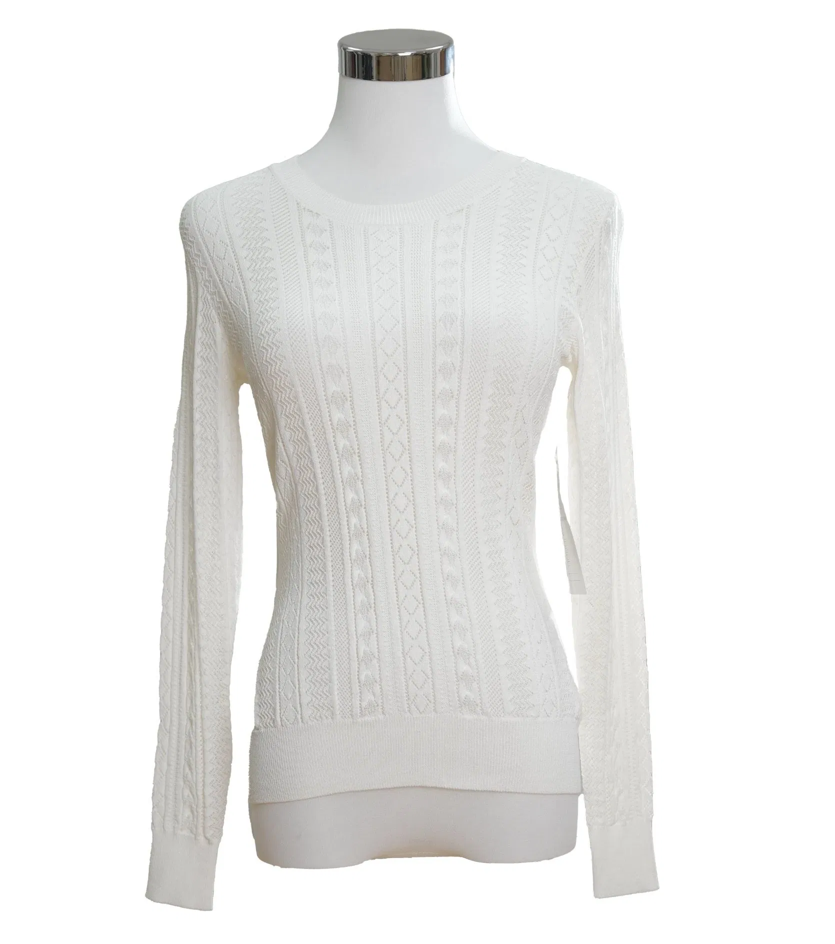 Suéter de jersey blanco Jacquard de Viscosa y Nailon ligero de 217 g para mujer′s