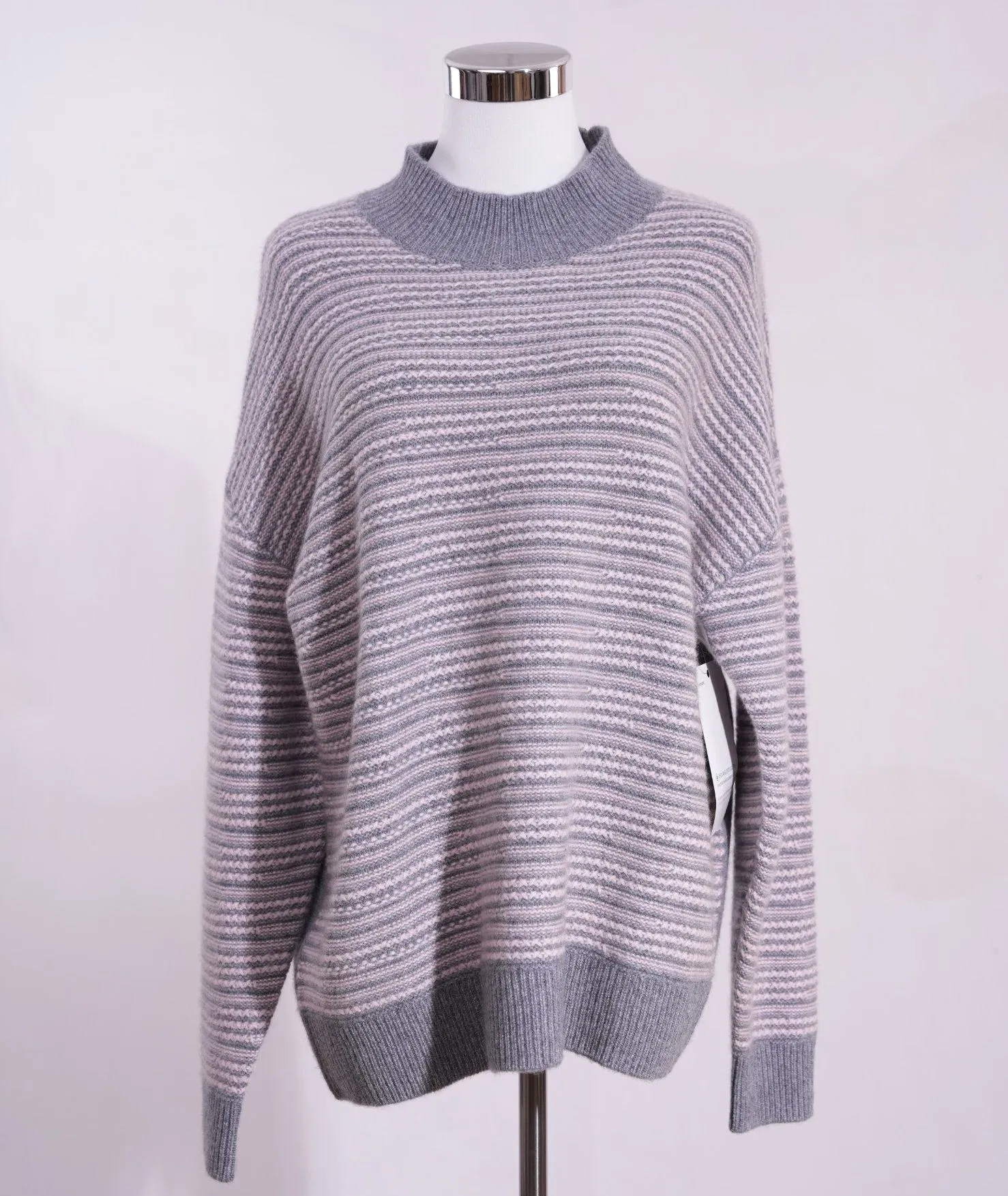 Suéter de jersey a rayas de lujo para mujer′s-100% Cachemira 424G