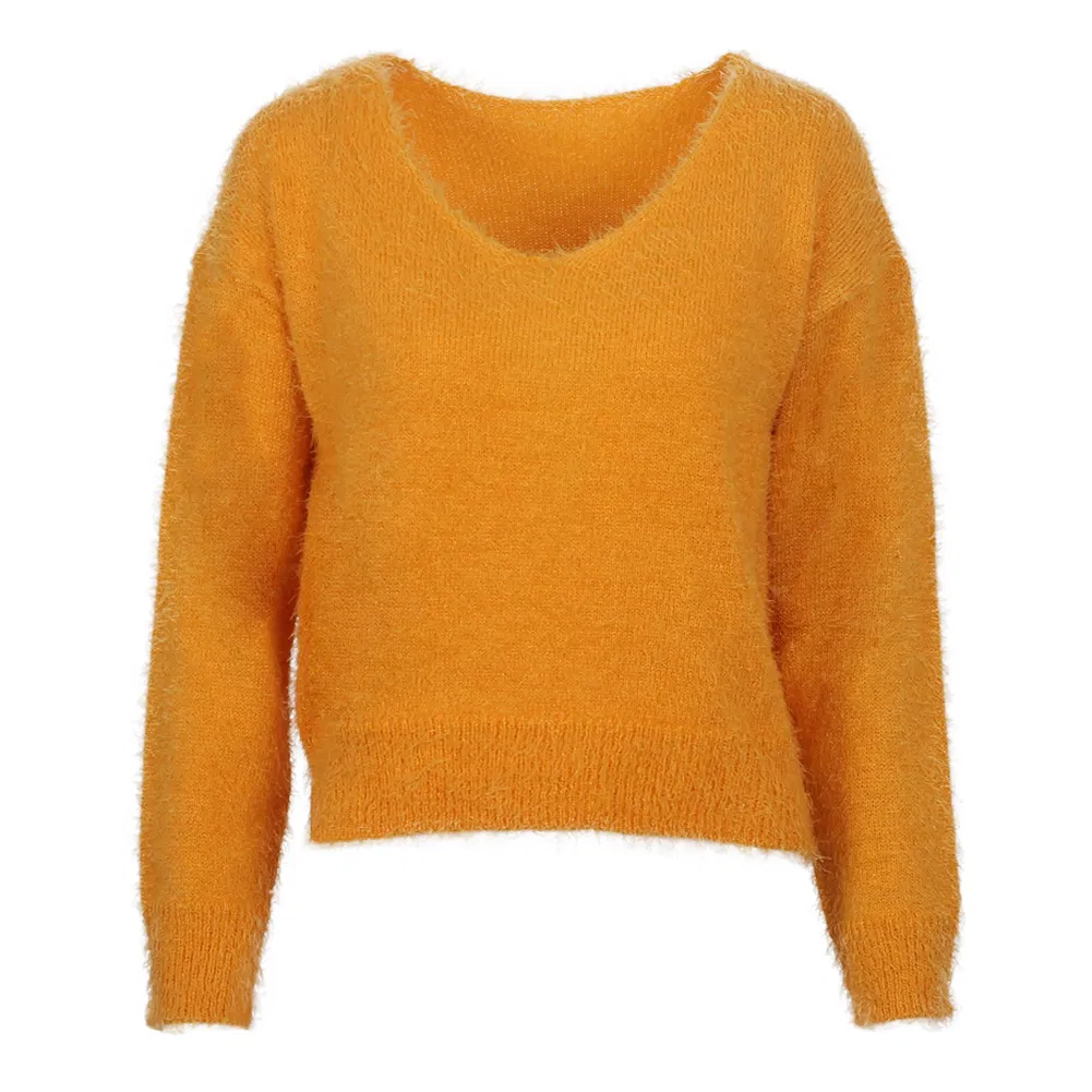 Suéter de Conejo de Moda Otoño Invierno para Mujer, de Manga Larga, Suelto, de Color Sólido, Jersey de Talla Grande, Cuello en V, Espalda Abierta, Suéter de Punto, Camisa de fondo