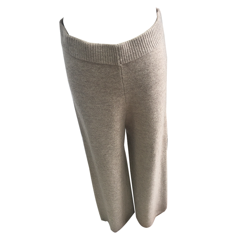 Pantalones de Punto de Lana de Cachemira de Diseño de Moda con Bolsillos Laterales.