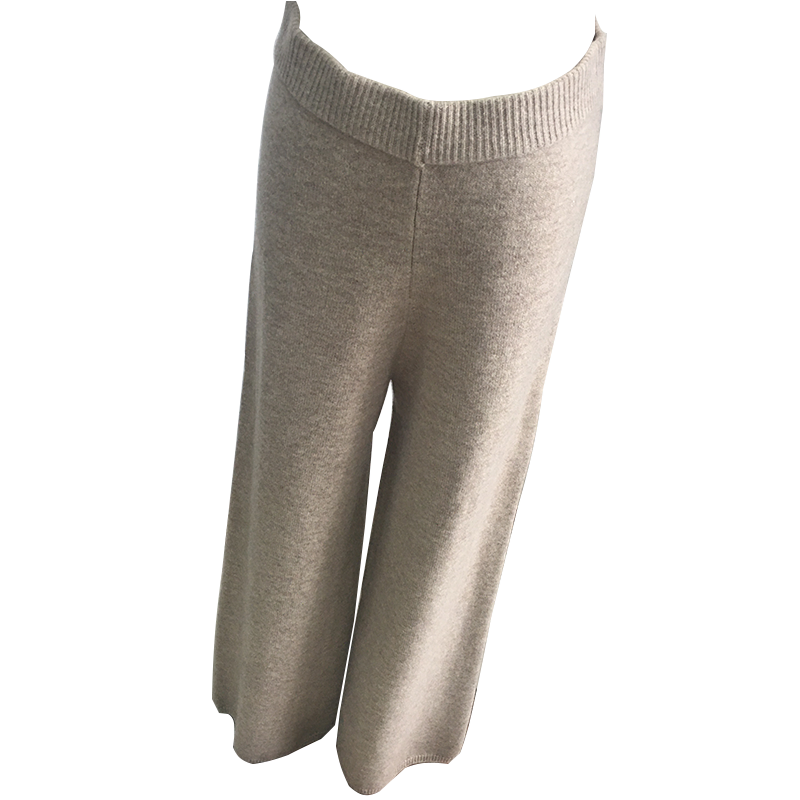 Pantalones de Punto de Lana de Cachemira de Diseño de Moda con Bolsillos Laterales.