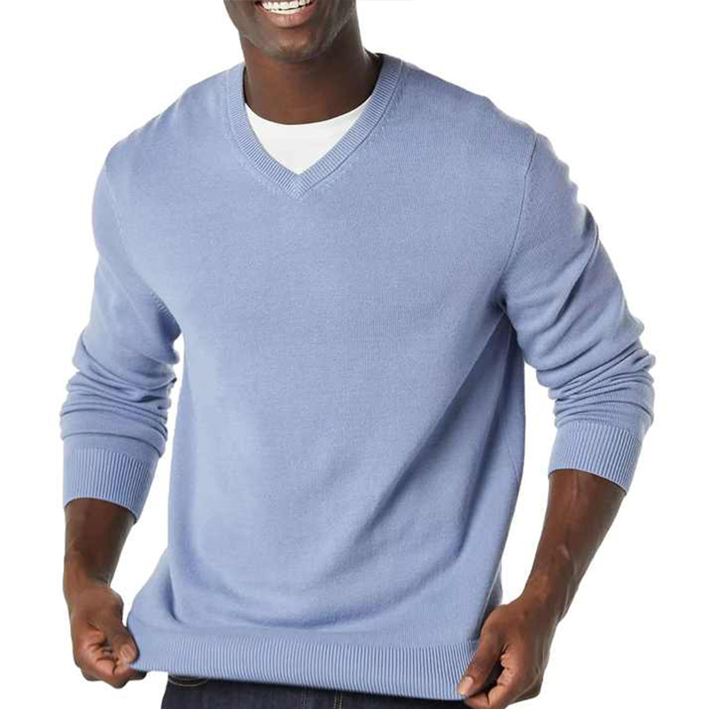 Suéter de Manga Larga Jersey con cuello en V Tejido Primavera y Otoño Ropa de Hombre de negocios Suéter de hombre y primer