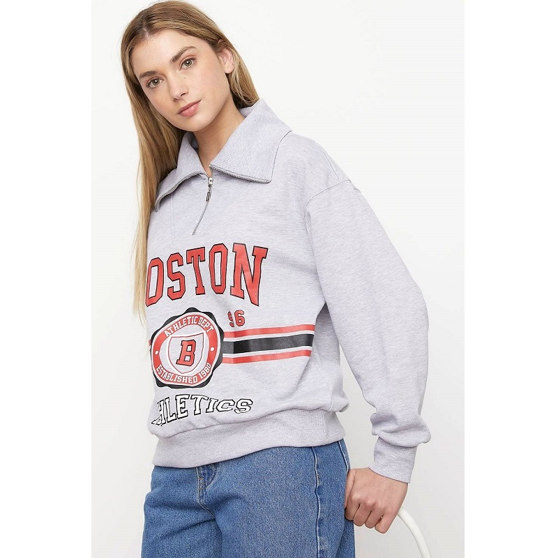 Sudaderas con Cremallera Semi Estampadas con Jersey para Mujer