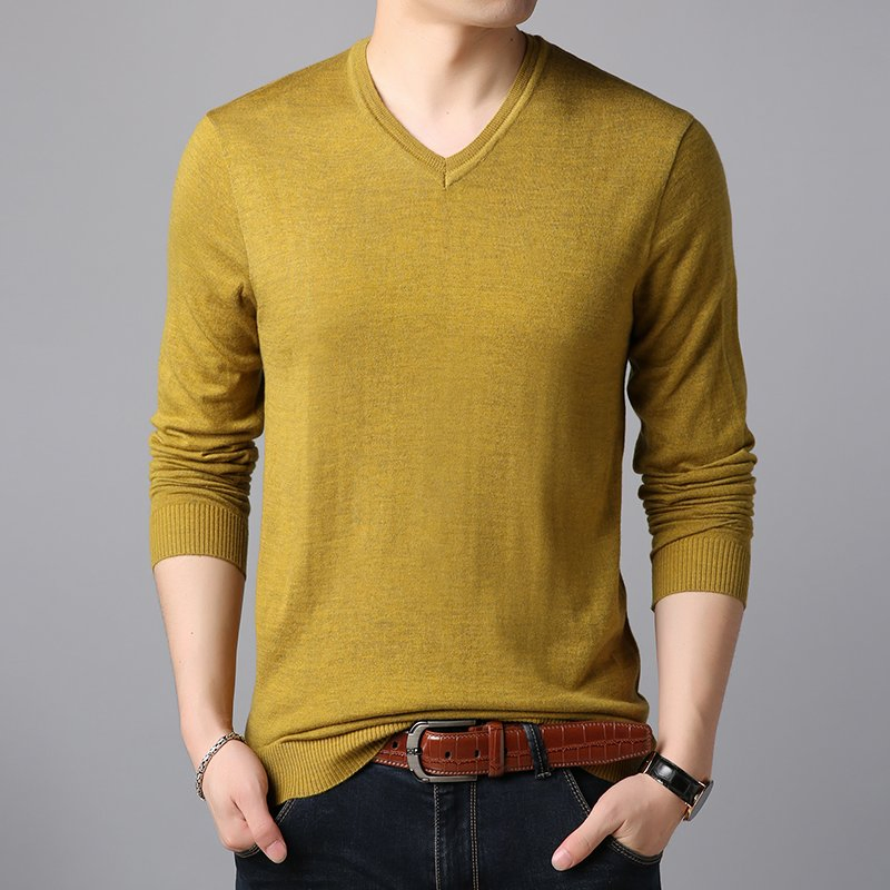 Jersey con cuello en V para hombre Suéter de punto Clásico Jersey ligero de punto Suave al Tacto
