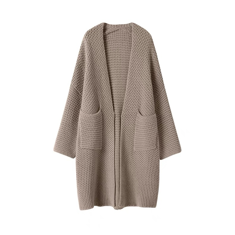 Cárdigan de Punto de Cachemira de Color Sólido para Mujer, Abrigo de Suéter Holgado de Largo Largo, Fábrica de Prendas de Punto, Personalización de Moda, Pedido pequeño y