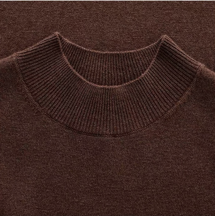 Vestido de Lana de Punto con Cuello Alto y Temperamento Medio para Mujer, Vestido en Forma de Capullo.