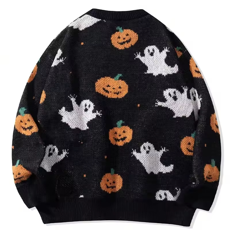 Suéter de Halloween Suelto Informal de Punto Grueso con Estampado Jacquardsuéter Temático de Halloween