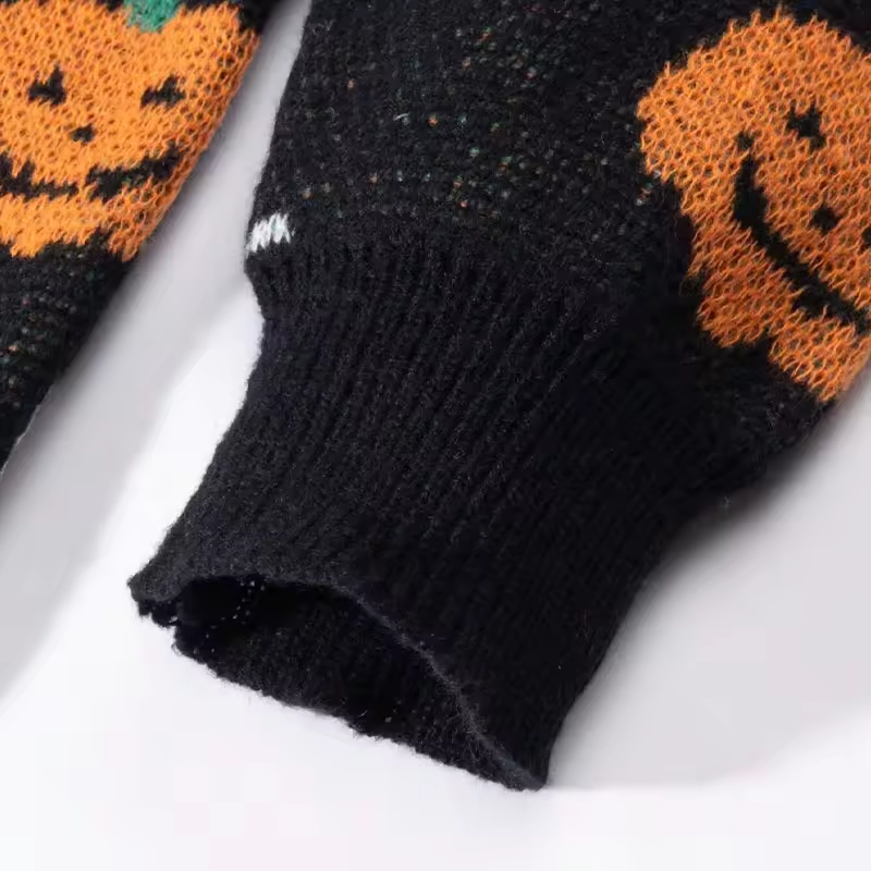 Suéter de Halloween Suelto Informal de Punto Grueso con Estampado Jacquardsuéter Temático de Halloween