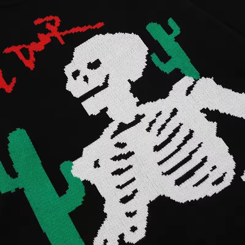Suéter Informal Harajuku de estilo Callejero Hip-Hop para Hombre, Suéter de punto con esqueleto de Dibujos Animados, Suéter