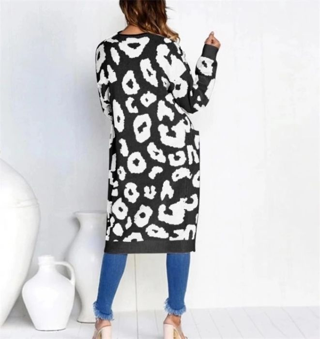 Cárdigan de punto largo con estampado de Leopardo para Mujer&prime;s