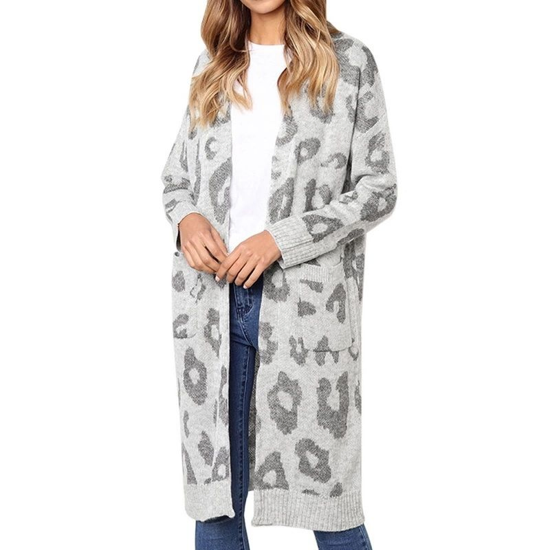 Cárdigan de punto largo con estampado de Leopardo para Mujer′s