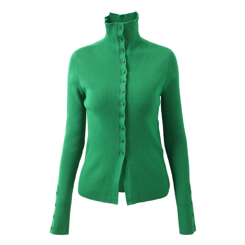 Abrigo de Cárdigan de Punto de Lujo Personalizado para Mujer, Abrigo de Suéteres de Punto de Lana para Mujer con Botones