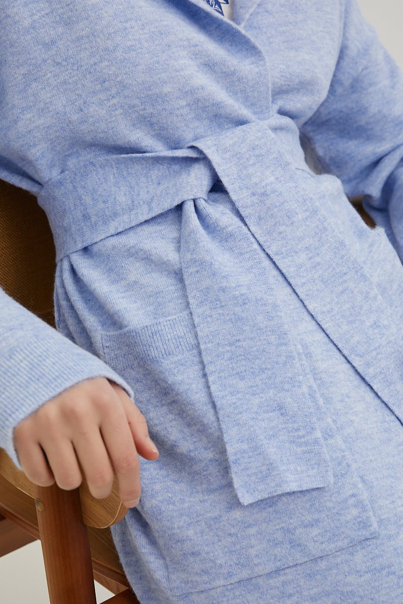 Cárdigan de Mujer de Moda de Otoño Invierno al por Mayor Suéter de corte Largo Prendas de vestir de punto con Cinturón y Capucha