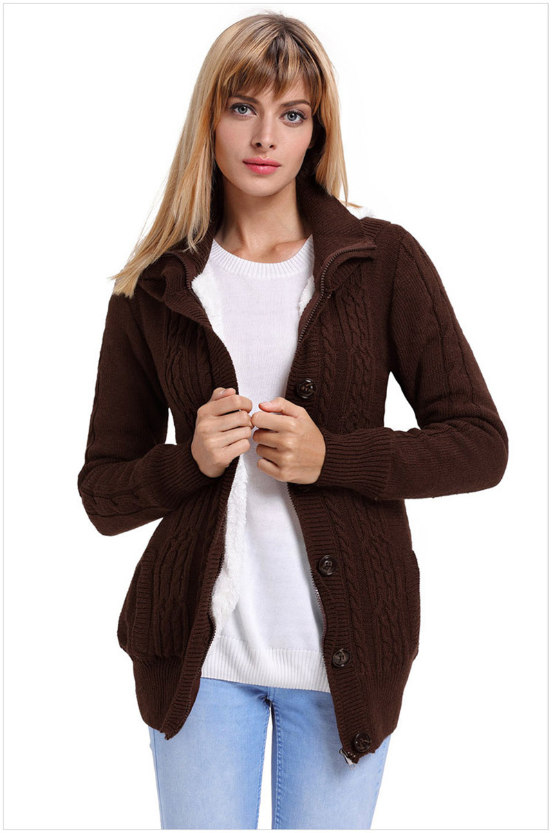 Suéteres de punto cálidos de invierno OEM para mujer con forro polar
