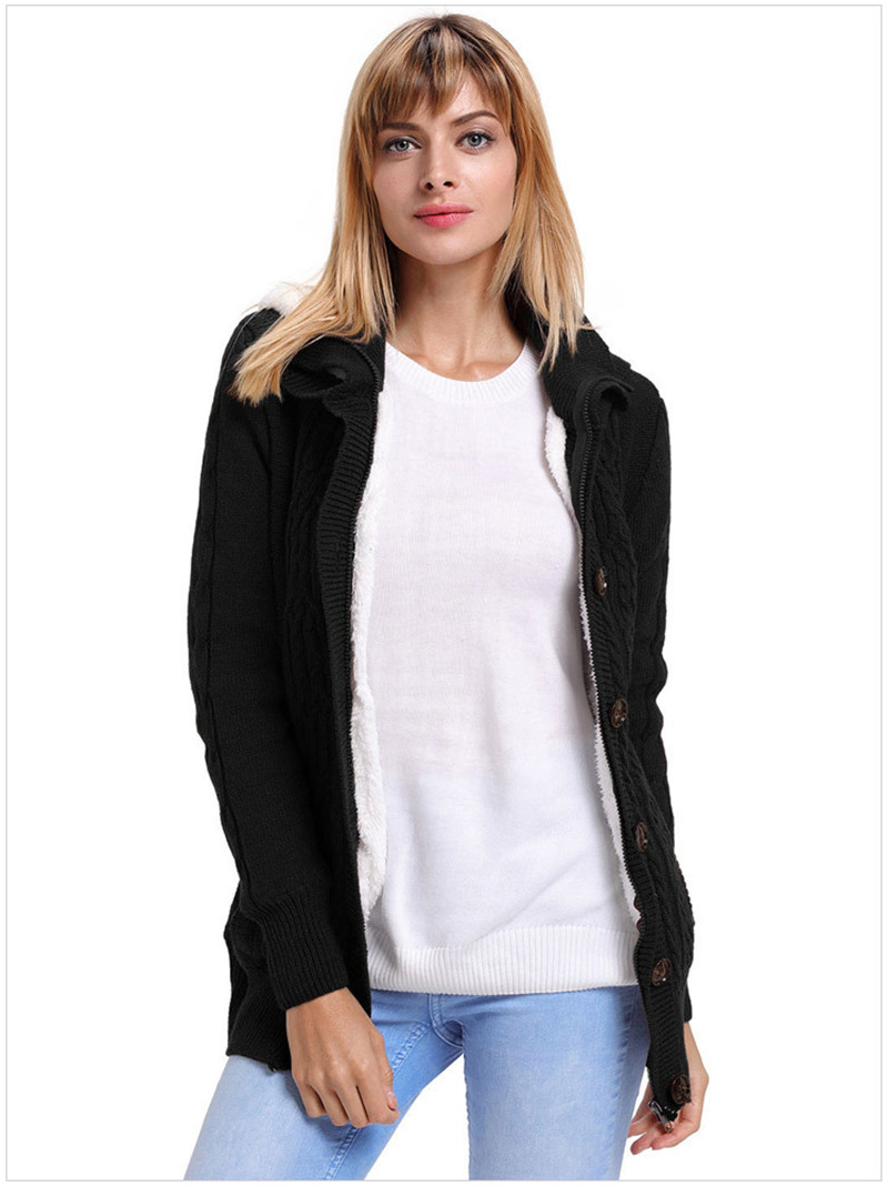 Suéteres de punto cálidos de invierno OEM para mujer con forro polar