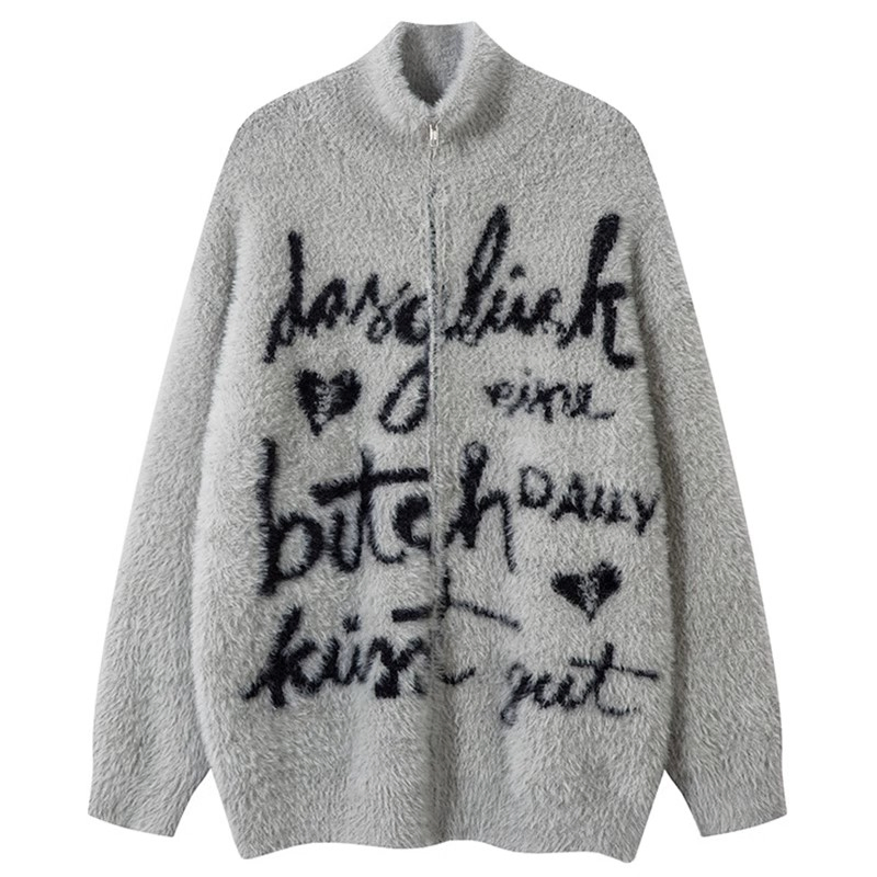 Suéter cárdigan Jacquard con letras Lady&prime;s para invierno