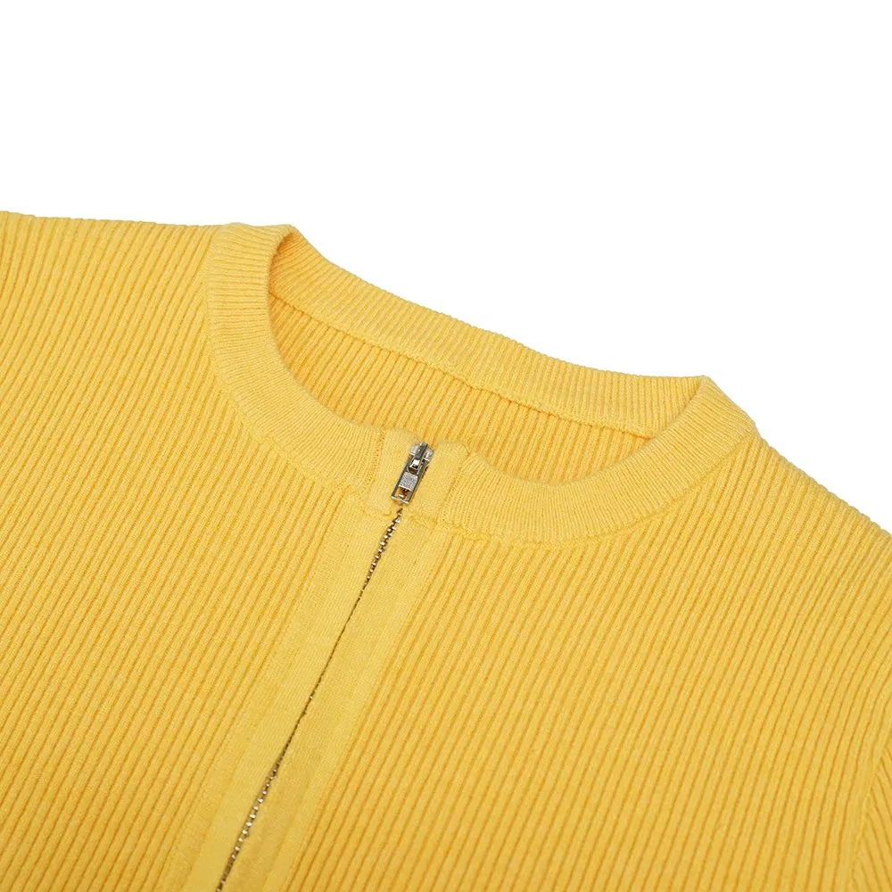 Cárdigan Elegante con Cremallera y Cuello Redondo para Mujer de Moda