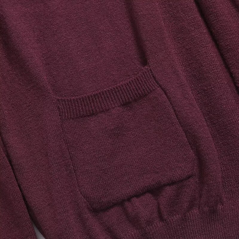 Za Ropa de Mujer y primera Chaqueta de punto abotonada delgada con lazo para mujer y primera Chaqueta de manga larga