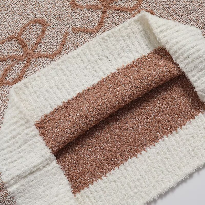 Za Ropa de Mujer&prime;s Chaleco de punto Jacquard Corto Delgado con cuello redondo sin mangas