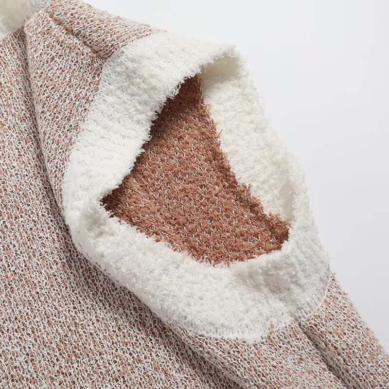 Za Ropa de Mujer&prime;s Chaleco de punto Jacquard Corto Delgado con cuello redondo sin mangas