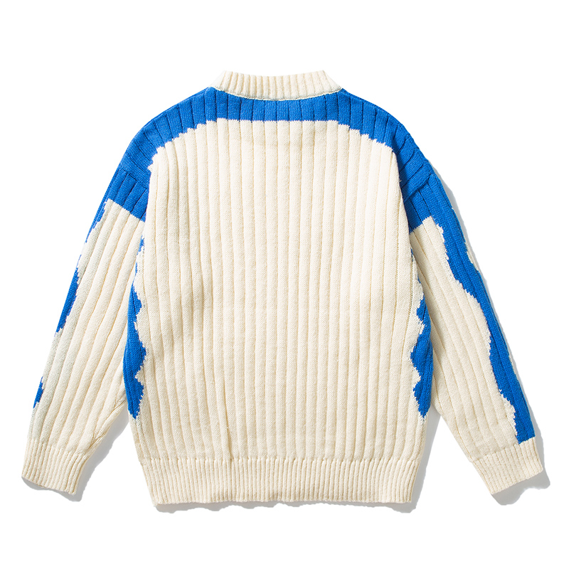 Suéter de Invierno Personalizado de Algodón de Nuevo Diseño 2024 Suéter de Cuello Redondo Suéter de punto acanalado
