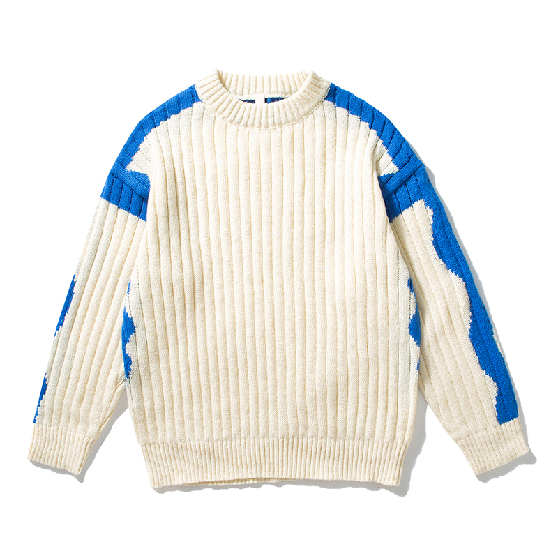 Suéter de Invierno Personalizado de Algodón de Nuevo Diseño 2024 Suéter de Cuello Redondo Suéter de punto acanalado