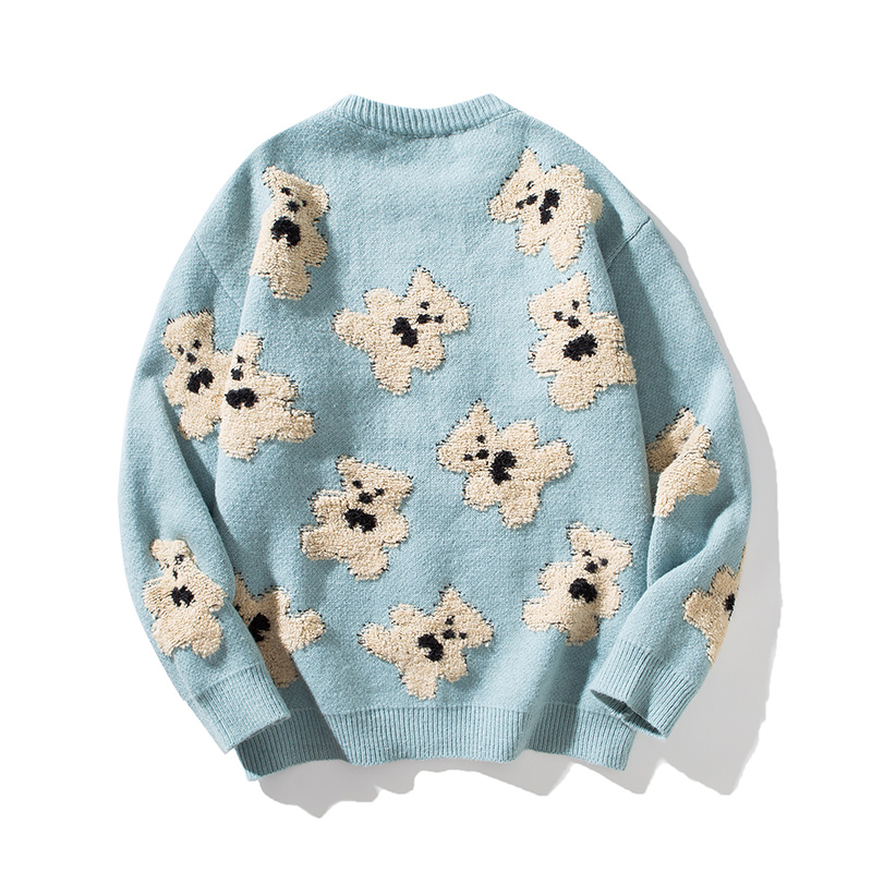 Suéter de Punto Personalizado de Algodón de Invierno para Hombre, de Manga Larga, con Logotipo de Punto, Patrón de Dibujos Animados, Oso, Ropa de Hombre, Prendas de Punto