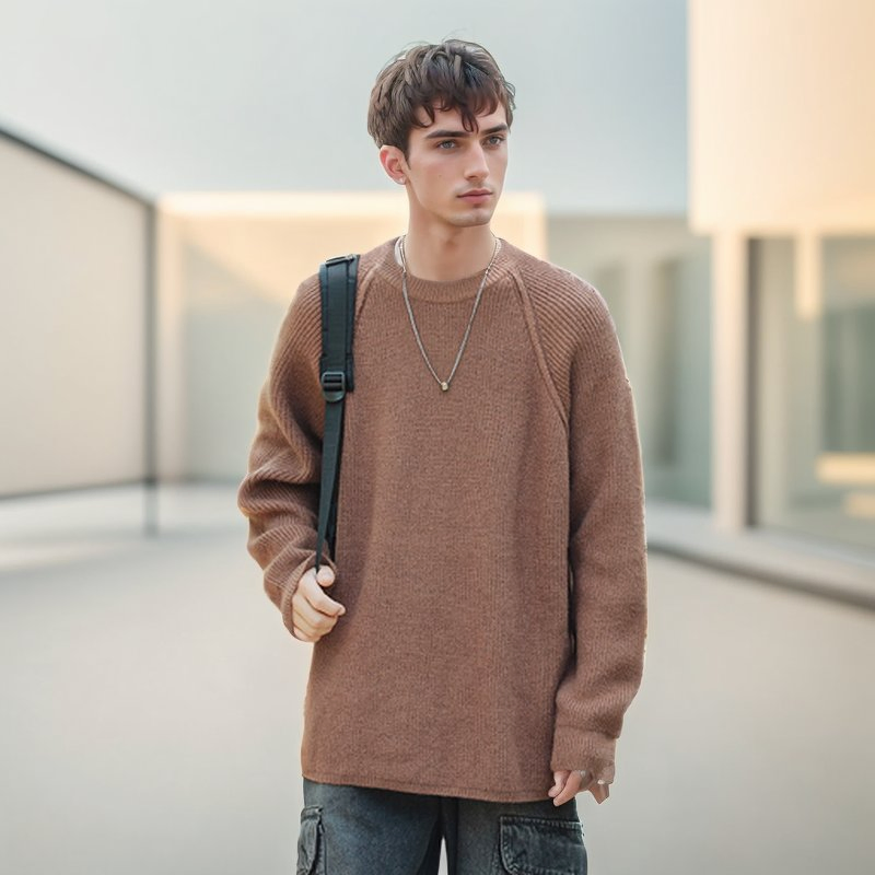 Suéter de punto de Manga Larga con Cuello Redondo Sólido de Invierno para Hombre de nueva Llegada de Lujo al por mayor Extravagancia de Comodidad Artesanal