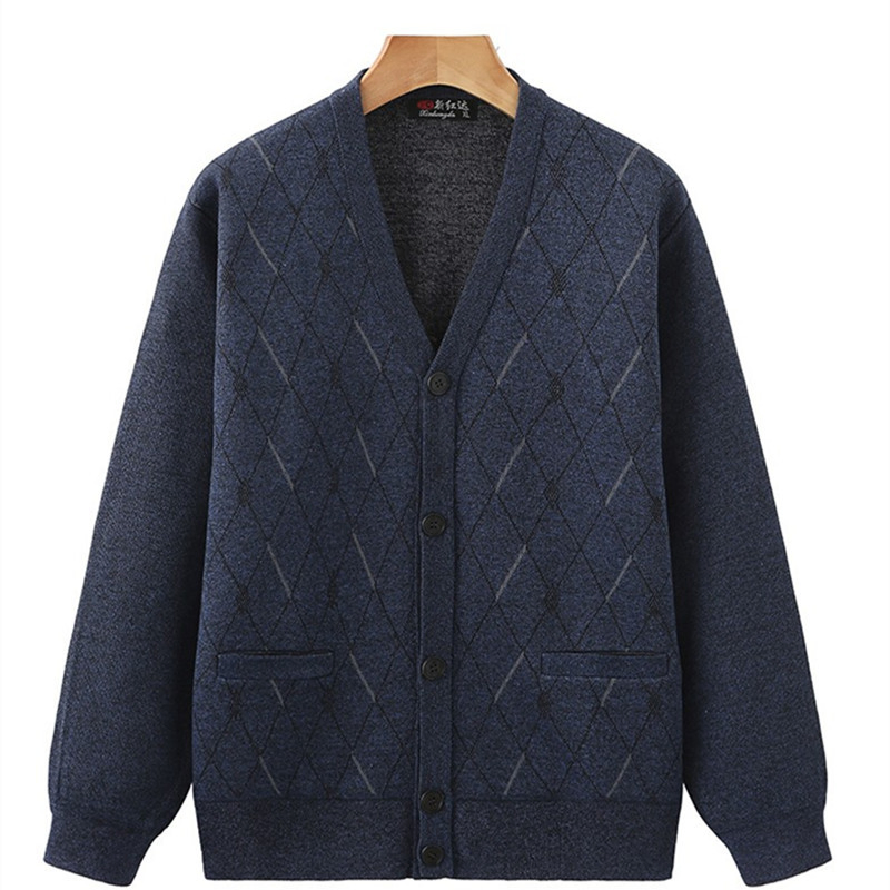 Suéter de Punto de Manga Larga Suelto con Botones de Venta Caliente para Hombre, Prendas de punto Vintage con cuello en V