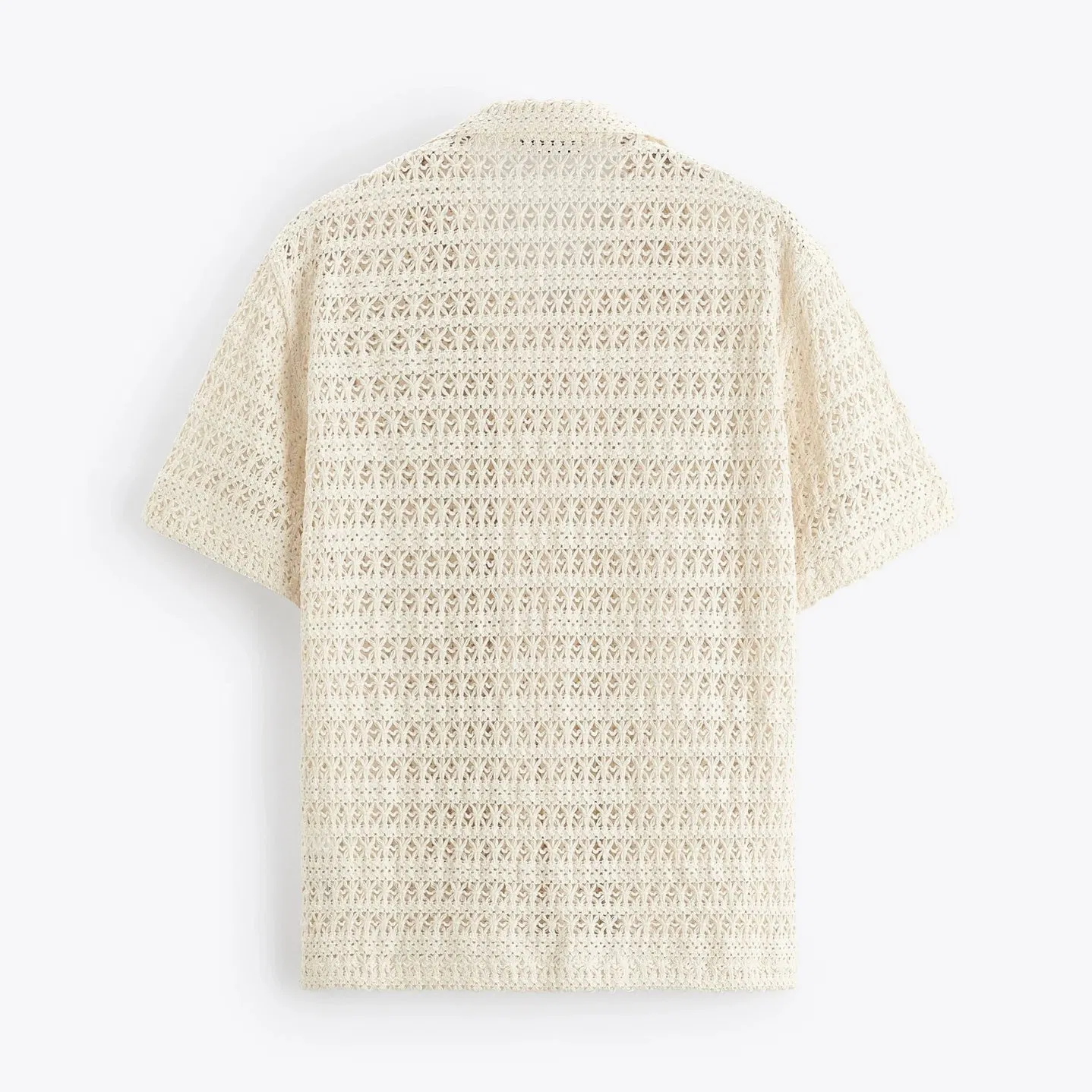 Cárdigan Suéter de Camisa de Punto de Ganchillo Ahuecado de un solo Pecho de Manga Corta de Verano para Hombre 2023