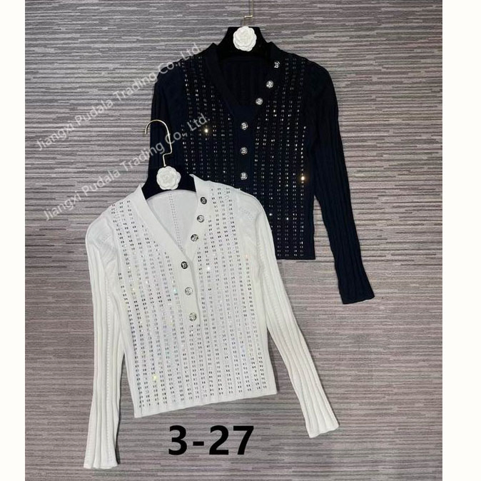 Ropa de Moda de Nuevo Estilo, Suéter de Lana para Mujer, Cárdigan de Manga Larga, Ropa con Botones y Cuello en V