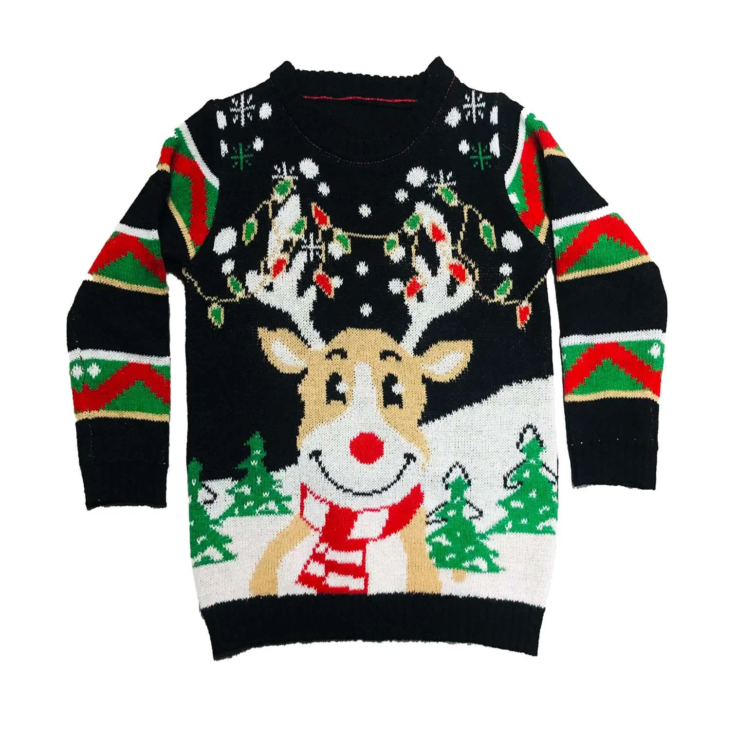 Lindo Suéter de Jacquard de Reno Navideño, Suéter de punto Feo Acrílico, Ropa