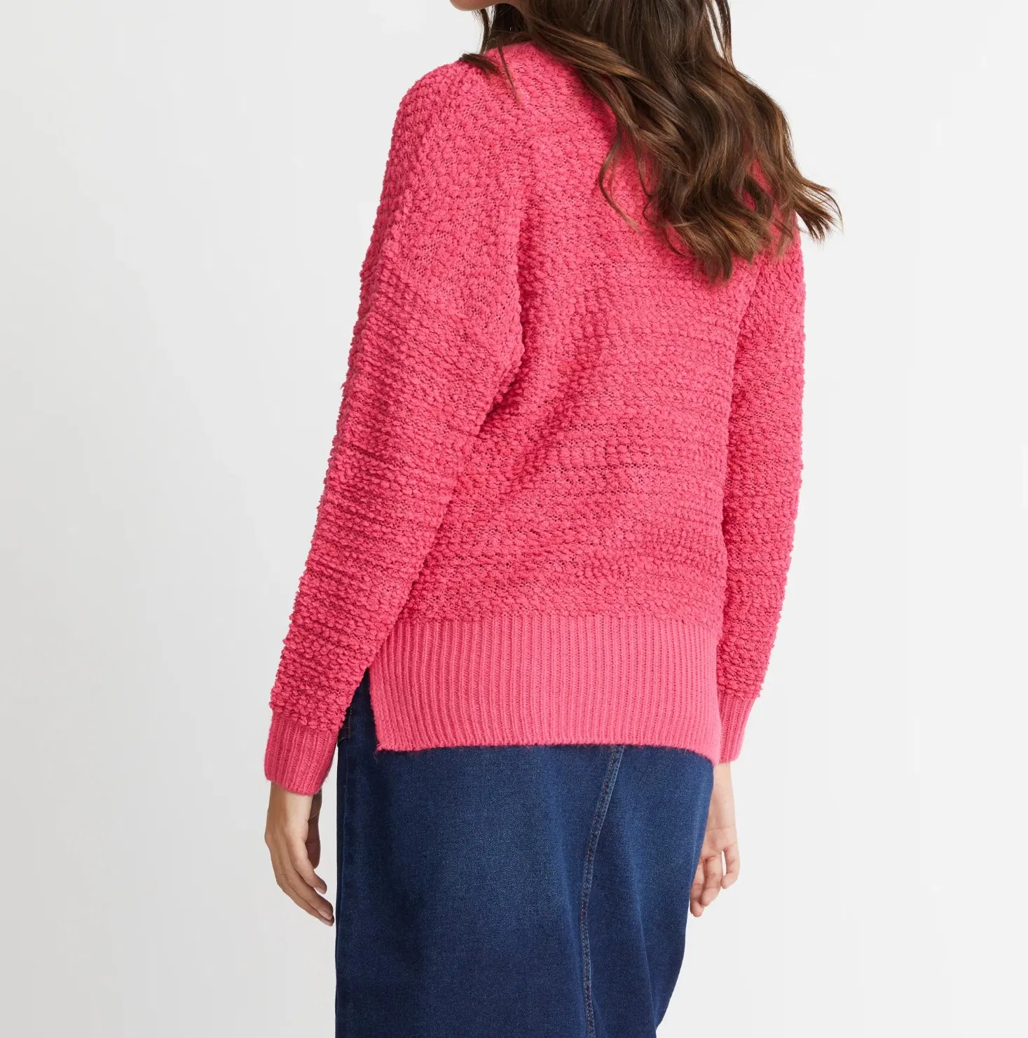 Suéter de Palomitas de Maíz Acogedor con Textura Jersey de Punto de Palomitas de Maíz con Cuello en V