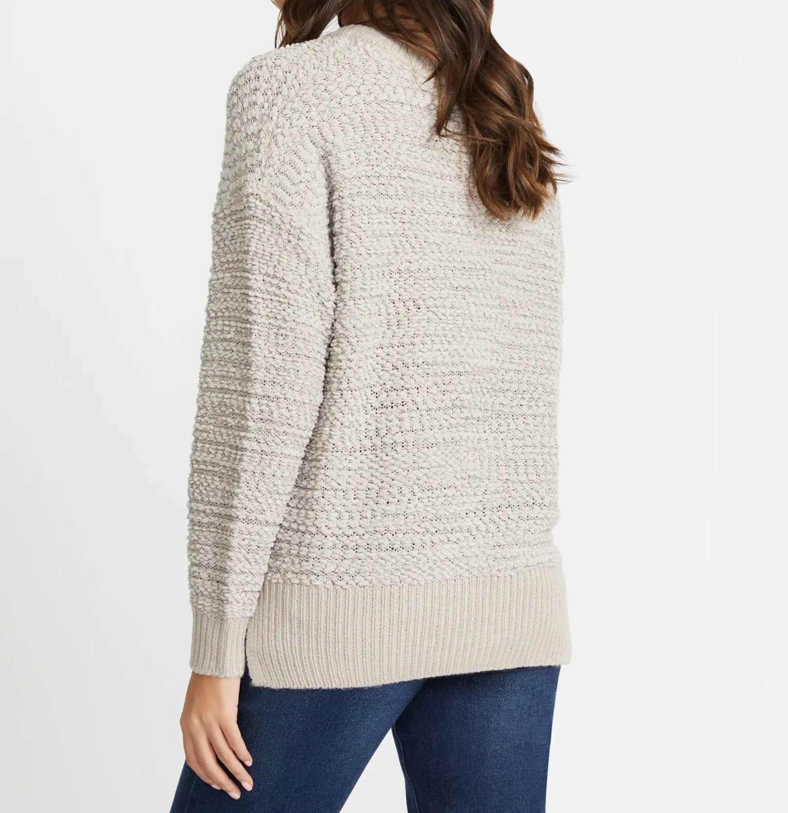 Suéter de Palomitas de Maíz Acogedor con Textura Jersey de Punto de Palomitas de Maíz con Cuello en V