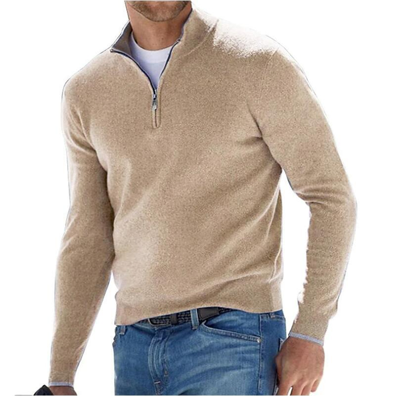 Fábrica de Ropa 2025 Invierno Nueva Moda para Hombres&amp;prime;Los Suéteres de lana con cremallera de Negocios Mantienen la Ropa Abrigada Suéteres de punto con logotipo personalizado para Hombres