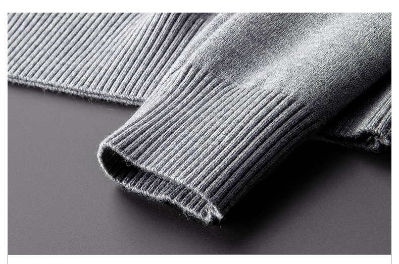 Venta al por mayor Men&prime;s Fashion Keep Warm Suéter de cuello de hilo de lana de alta calidad Suéteres de cuello alto lisos con logotipo personalizado para hombres