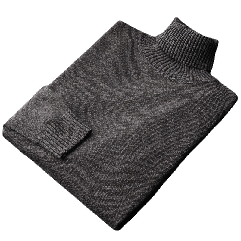 Venta al por mayor Men&prime;s Fashion Keep Warm Suéter de cuello de hilo de lana de alta calidad Suéteres de cuello alto lisos con logotipo personalizado para hombres