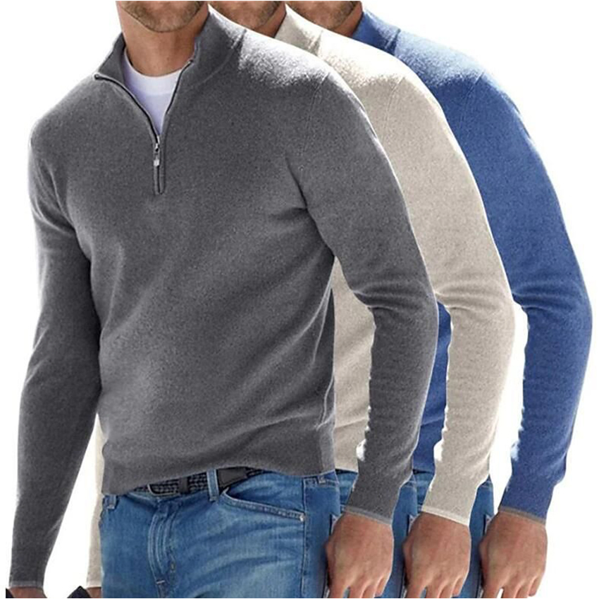 Fábrica de Ropa 2025 Invierno Nueva Moda para Hombres&prime;Los Suéteres de lana con cremallera de Negocios Mantienen la Ropa Abrigada Suéteres de punto con logotipo personalizado para Hombres