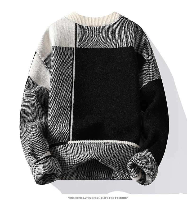 Invierno Nuevo Suéter de Cuello redondo para Hombre&prime;s Suéter de punto Ropa de manga larga Camisa de fondo para hombre&prime;s