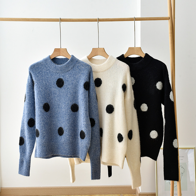Suéter de Moda de Otoño Invierno para Mujer & amp;prime; Suéter de lunares