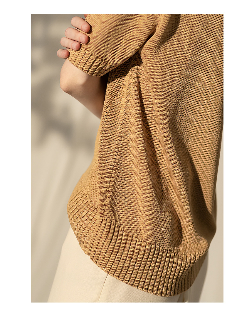 Suéter de punto para mujer&amp;prime;s Jersey con cuello en V Suéter suelto Ropa de mujer&amp;prime;s de manga media para mujer & amp;prime; s