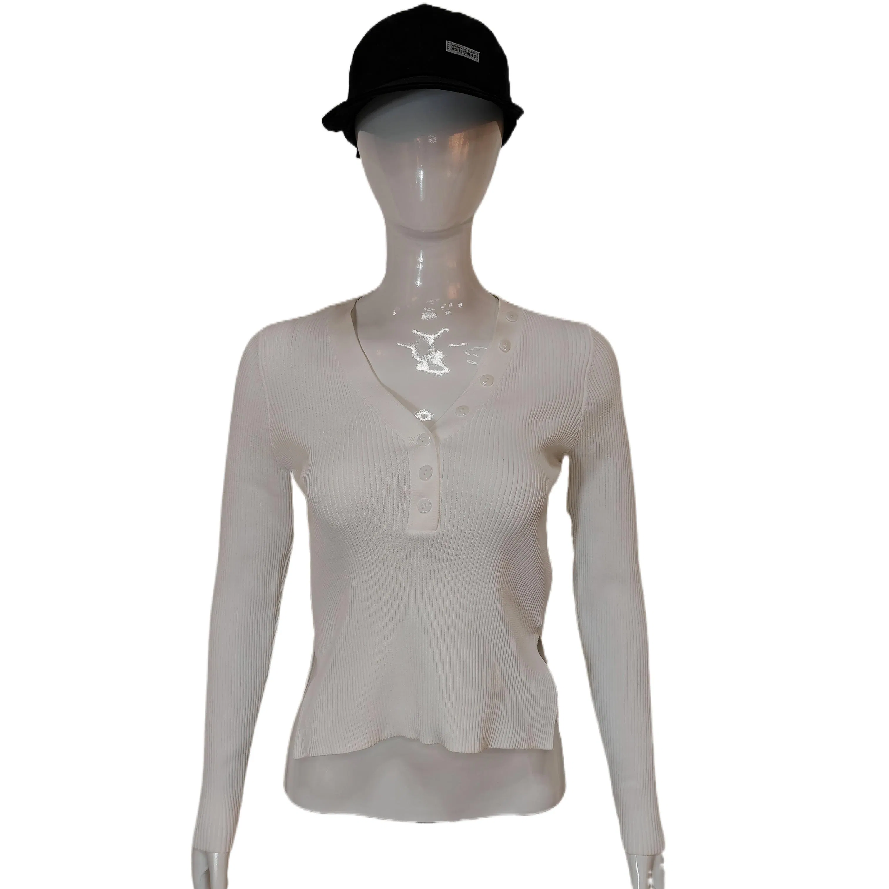 Suéter Informal con Cuello en V para Mujer, Diseño de Logotipo Personalizado, Suéter de Punto de Manga Larga Transpirable