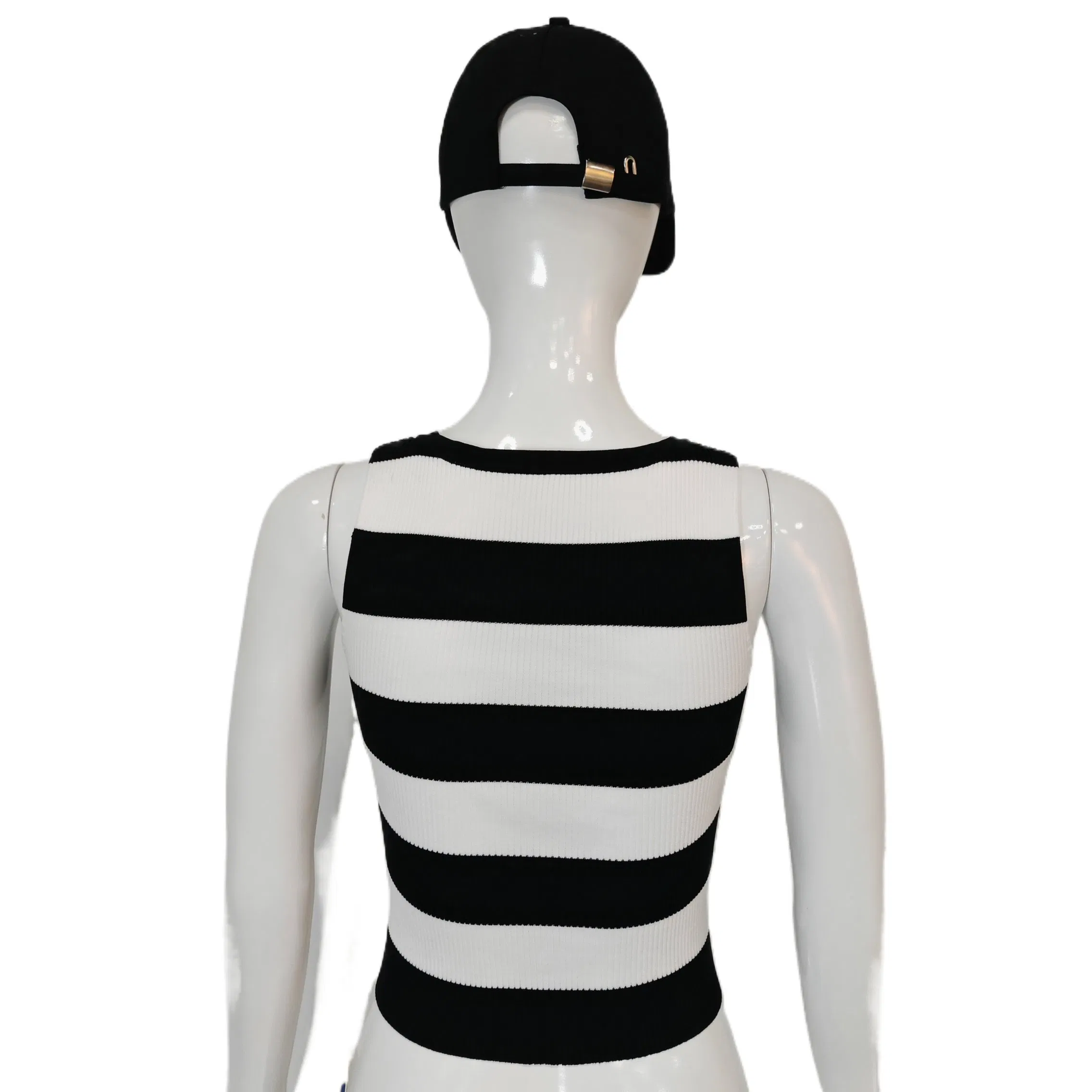Nueva Camiseta sin Mangas Vintage para Mujer, Chaleco Informal Corto Delgado, Bloque de Color, A Rayas, Sin Mangas, De Punto, Chaleco De Suéter con Cuello Redondo Al por Mayor