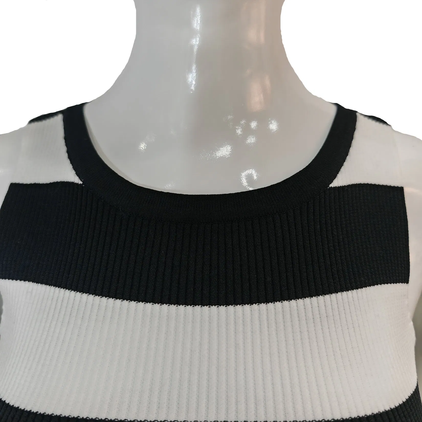 Nueva Camiseta sin Mangas Vintage para Mujer, Chaleco Informal Corto Delgado, Bloque de Color, A Rayas, Sin Mangas, De Punto, Chaleco De Suéter con Cuello Redondo Al por Mayor