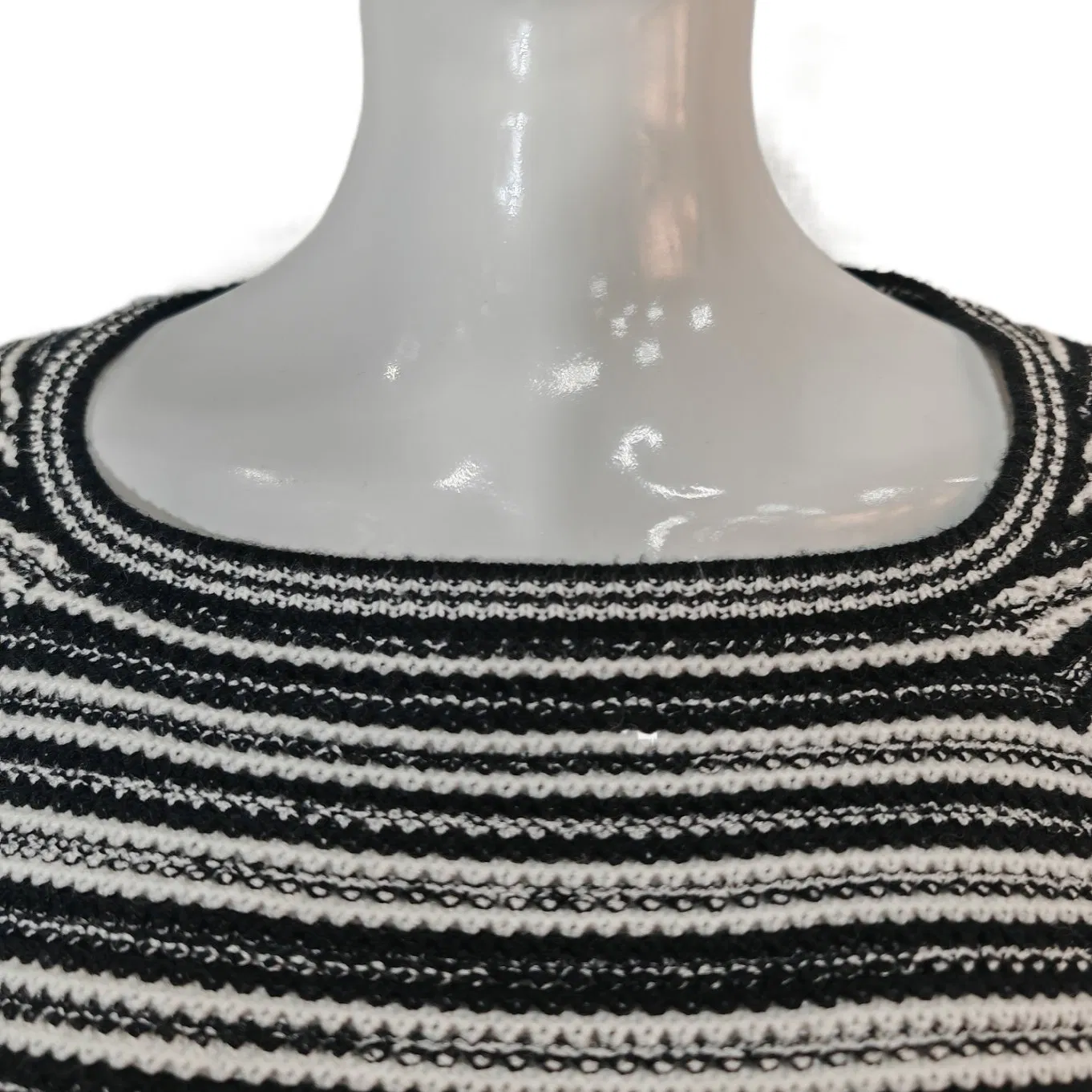 Camisa Elegante Interior Ajustada Informal para Mujer, Prendas de punto de Lana de Poliéster Transpirable, Suéter con Cuello Redondo a Rayas, Suelto