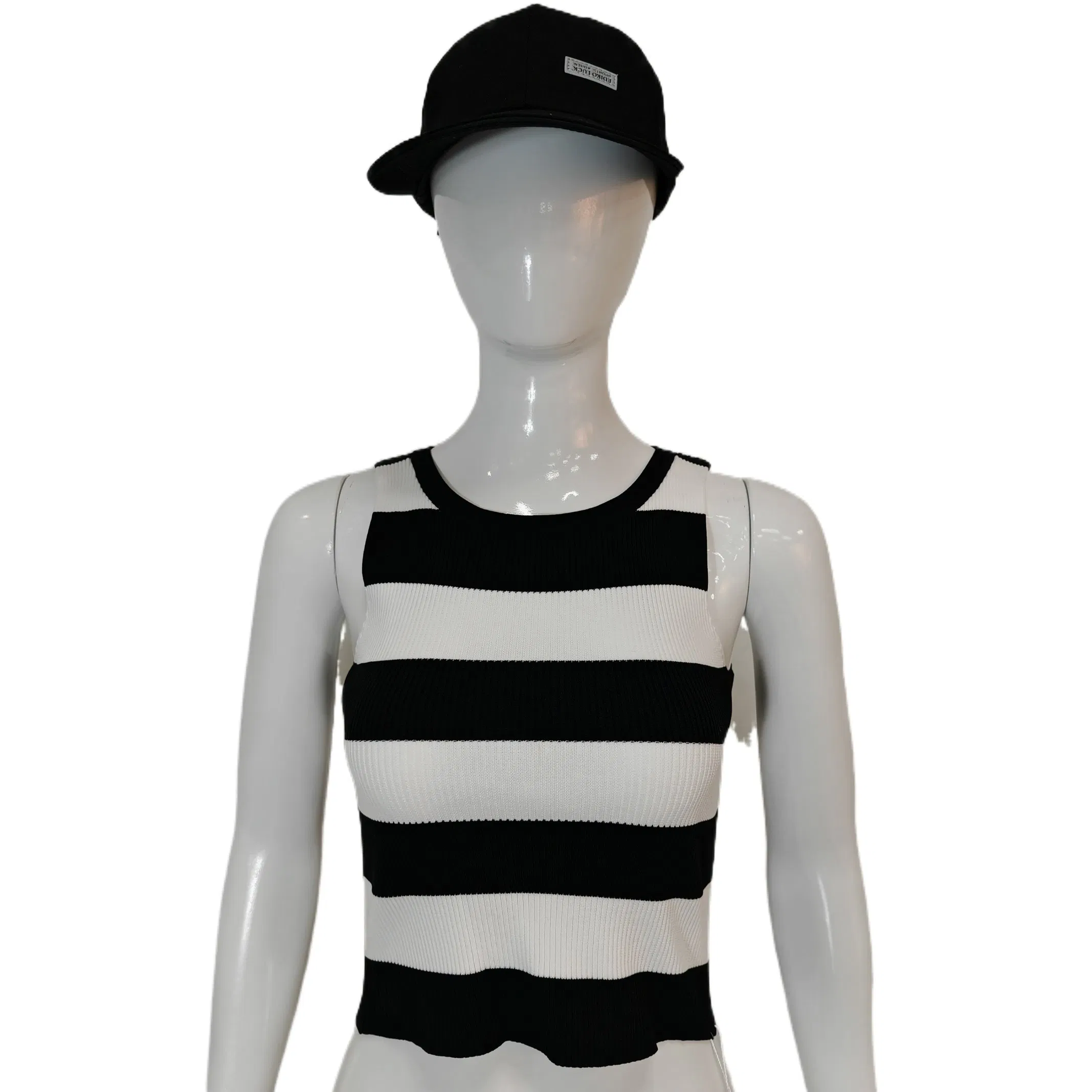 Nueva Camiseta sin Mangas Vintage para Mujer, Chaleco Informal Corto Delgado, Bloque de Color, A Rayas, Sin Mangas, De Punto, Chaleco De Suéter con Cuello Redondo Al por Mayor