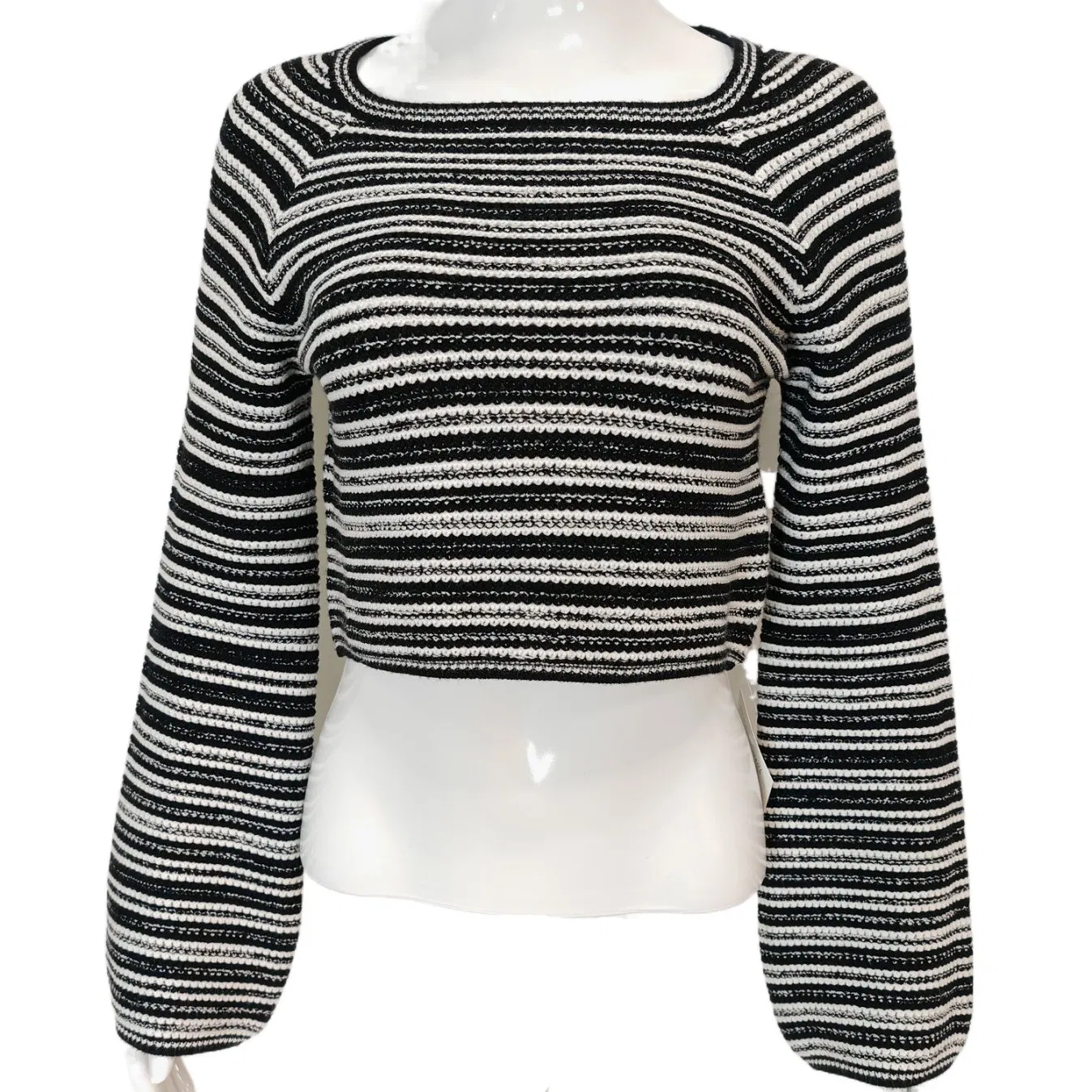 Camisa Elegante Interior Ajustada Informal para Mujer, Prendas de punto de Lana de Poliéster Transpirable, Suéter con Cuello Redondo a Rayas, Suelto